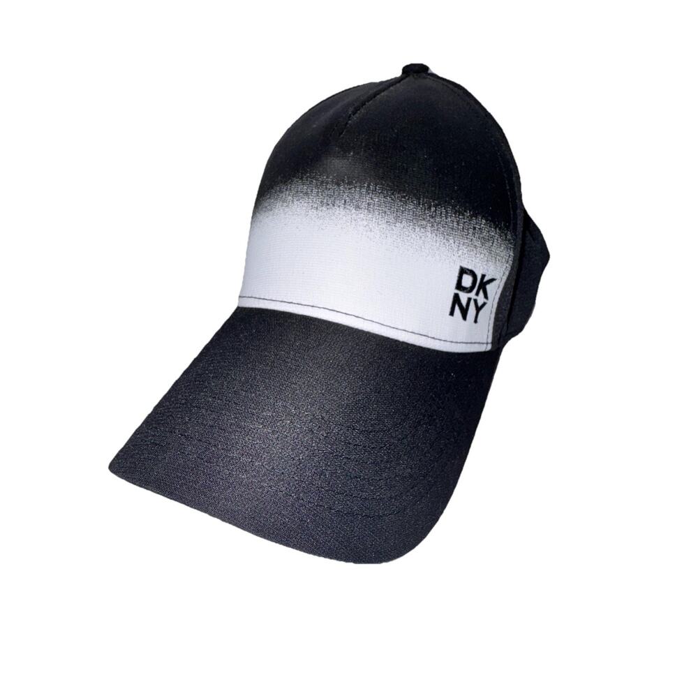 DKNY Black White Gradient Spray Print Baseball Cap Adjustable Hat
